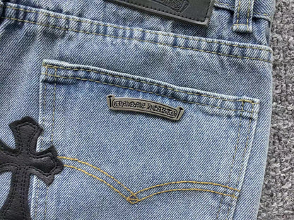 Chrome Hearts Cross Patch Jeans Blue