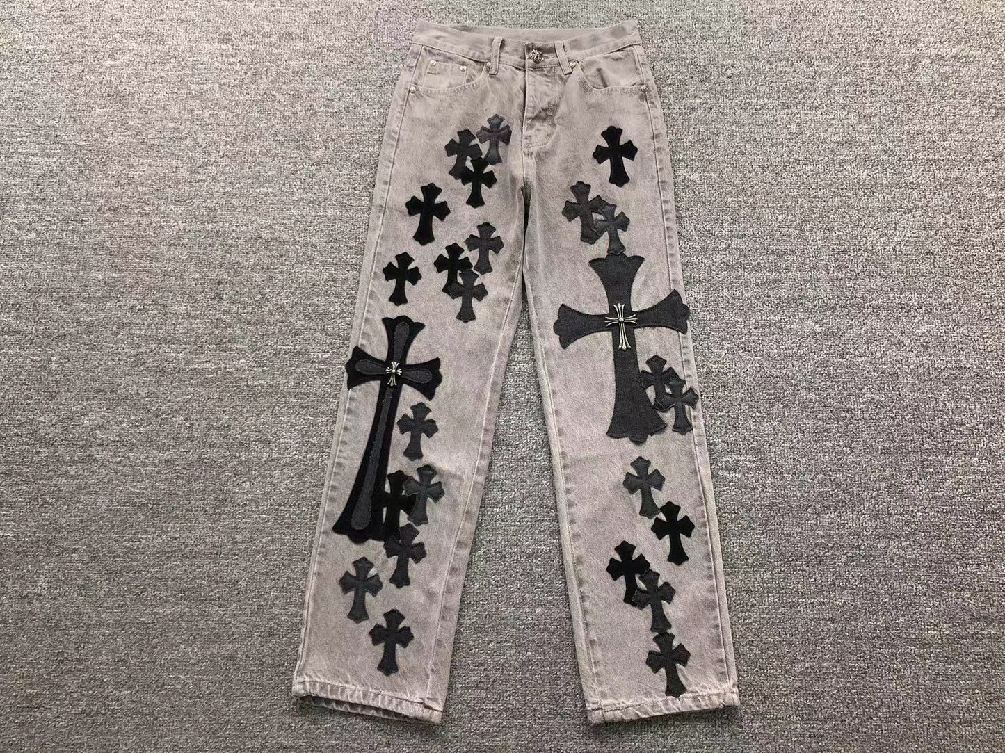 Chrome Hearts Cross Patch Jeans Grey