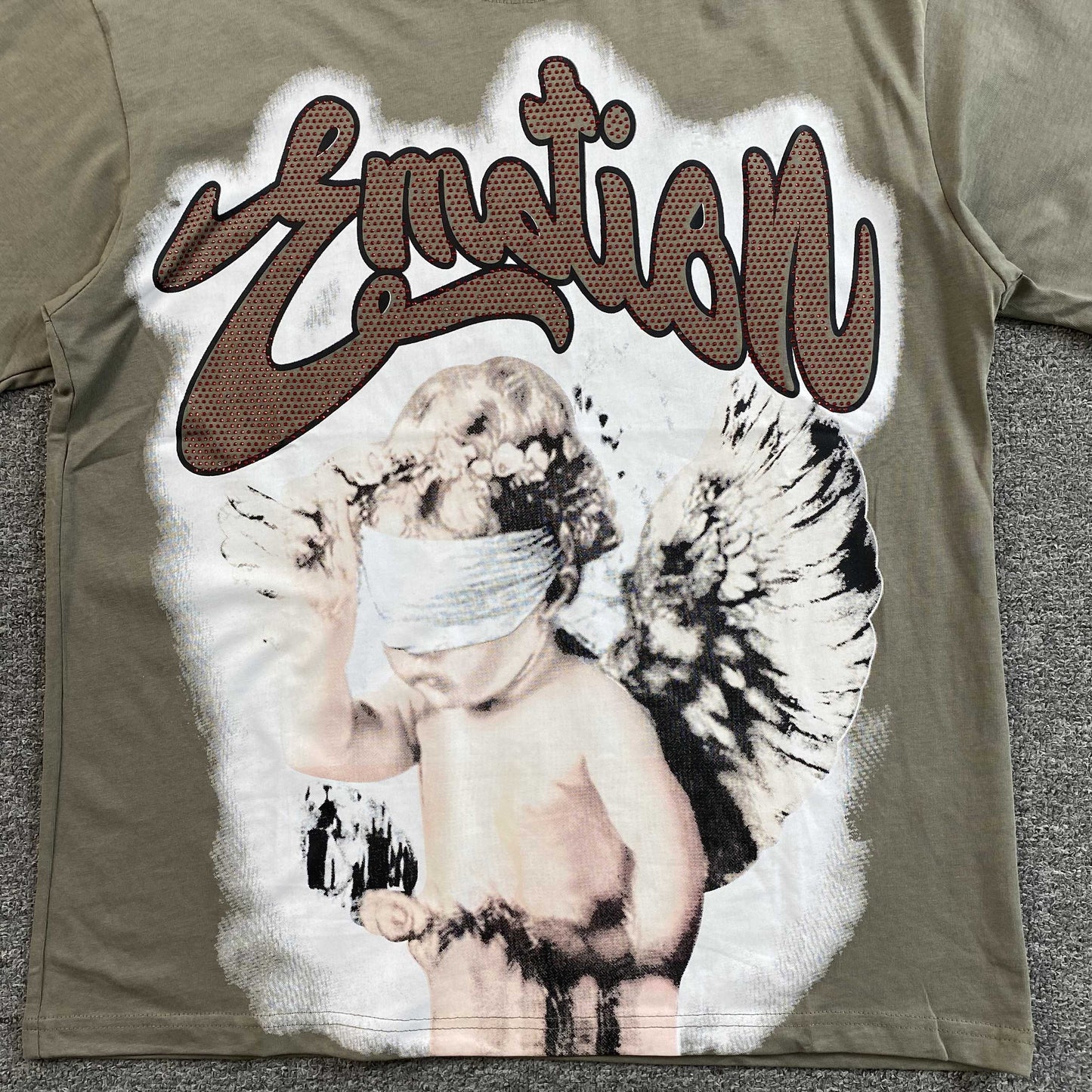 Mixed Emotion Blinded Rhinestone Tee Grey