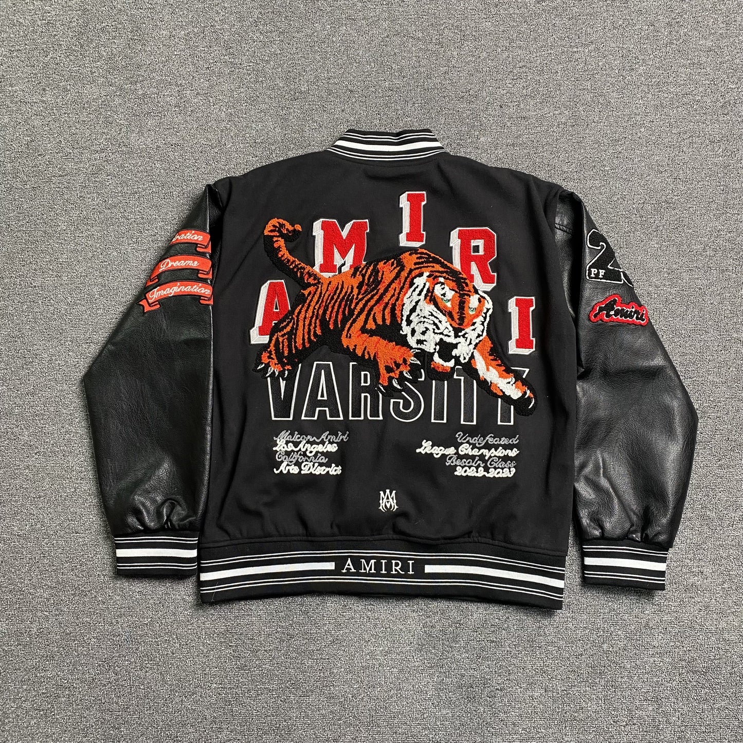 AMIRI LOGO PATCH VARSITY JACKET BLACK