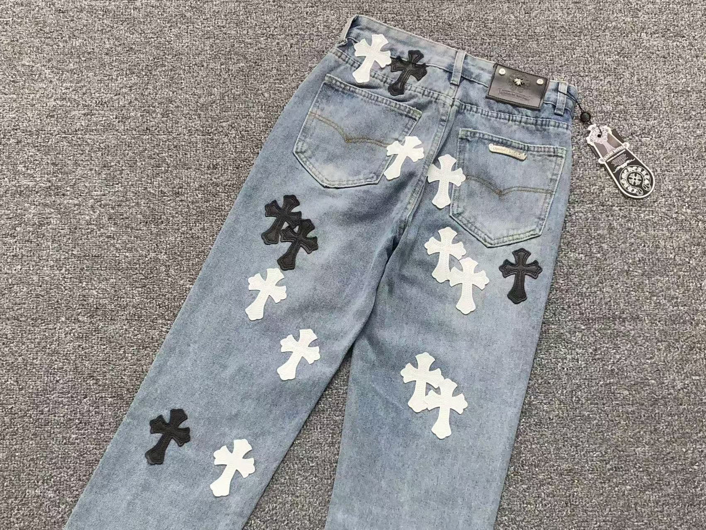 Chrome Hearts Cross Patch Jeans Blue