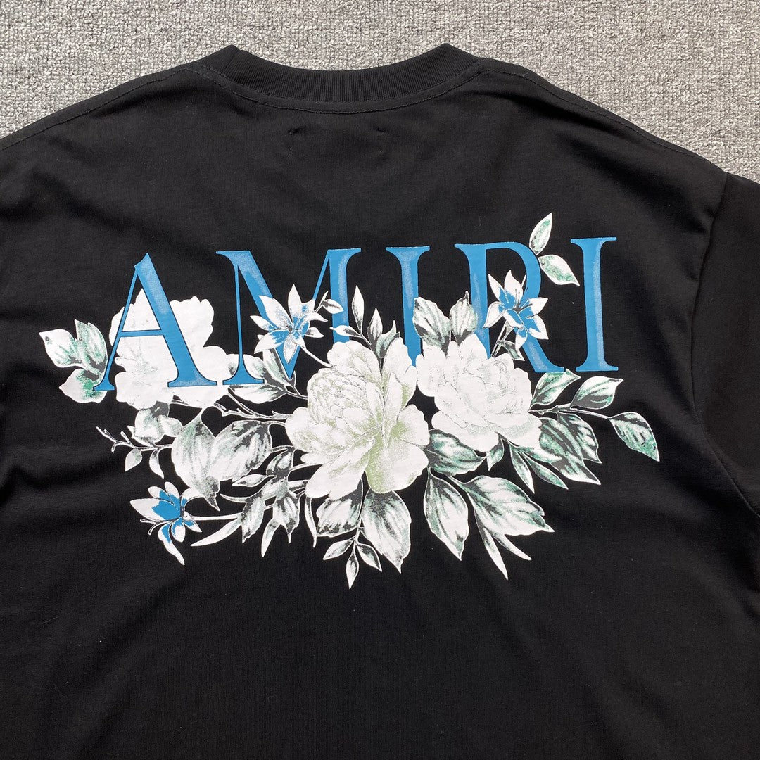 AMIRI FLORAL LOGO TEE BLACK