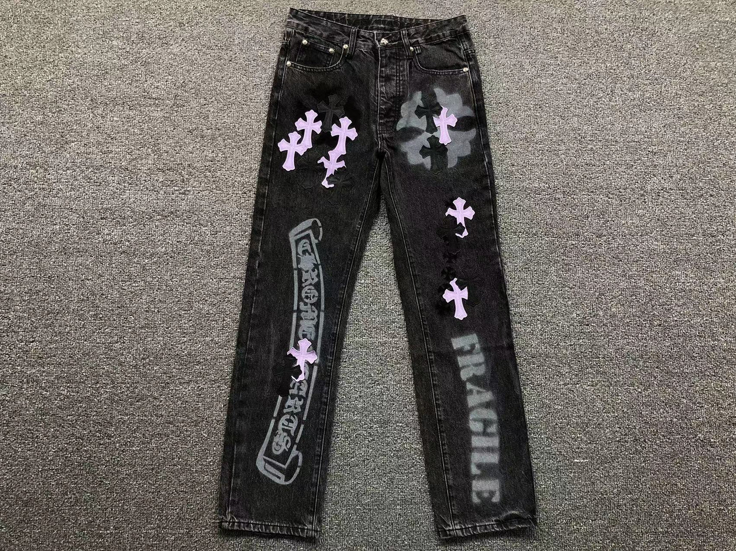 Chrome Hearts Cross Patch Jeans Black