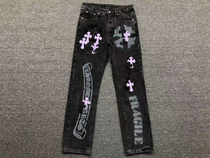 Chrome Hearts Cross Patch Jeans Black