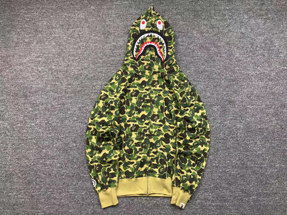 BAPE ABC CAMO SHARK FULL ZIP HOODIE GREEN