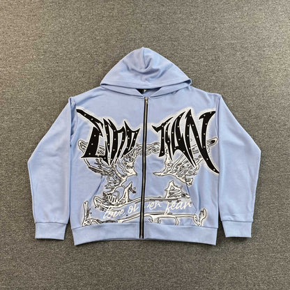 Mixed Emotion Graffiti Jacket Skyblue