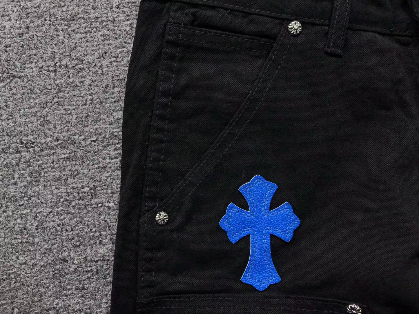 Chrome Hearts Cross Patch Carpenter Pants Black