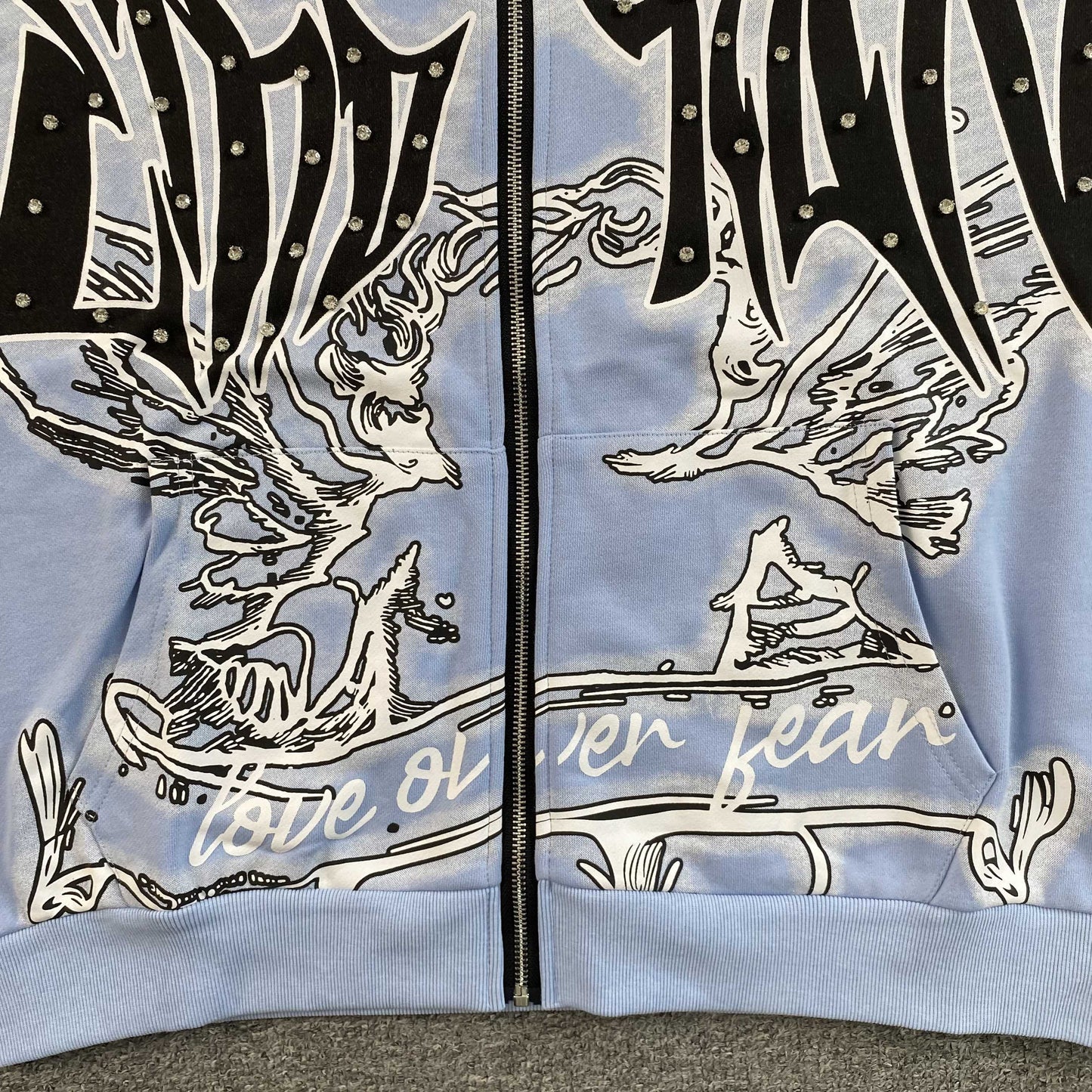 Mixed Emotion Graffiti Jacket Skyblue