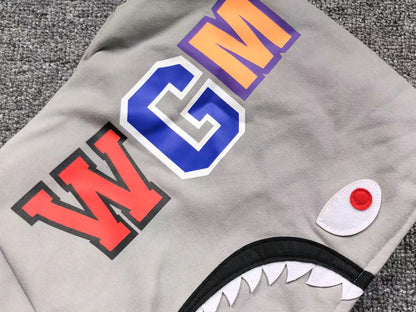 BAPE COLOR CAMO SHARK WIDE FULL ZIP DOUBLE HOODIE GRAY