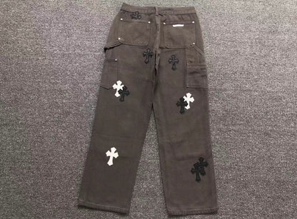 Chrome Hearts Cross Patch Carpenter Pants Grey