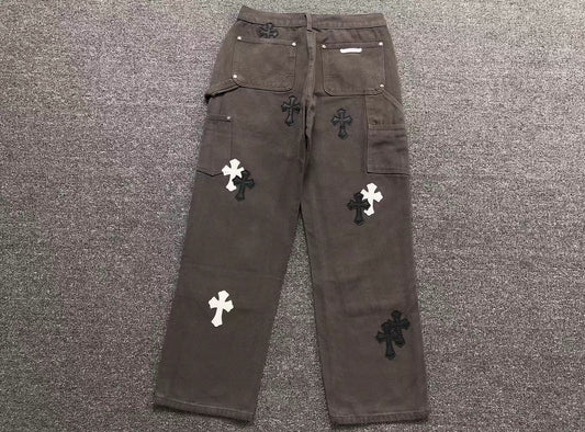 Chrome Hearts Cross Patch Carpenter Pants Grey