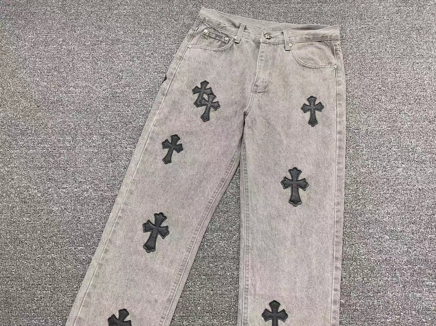 Chrome Hearts Cross Patch Jeans Grey