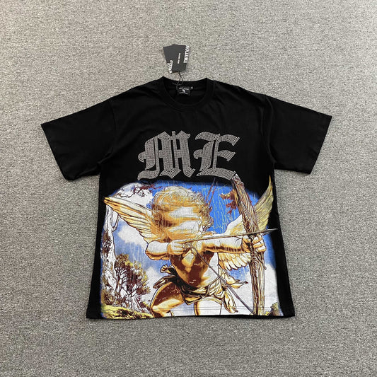 Mixed Emotion Angel Rhinestone Tee Black