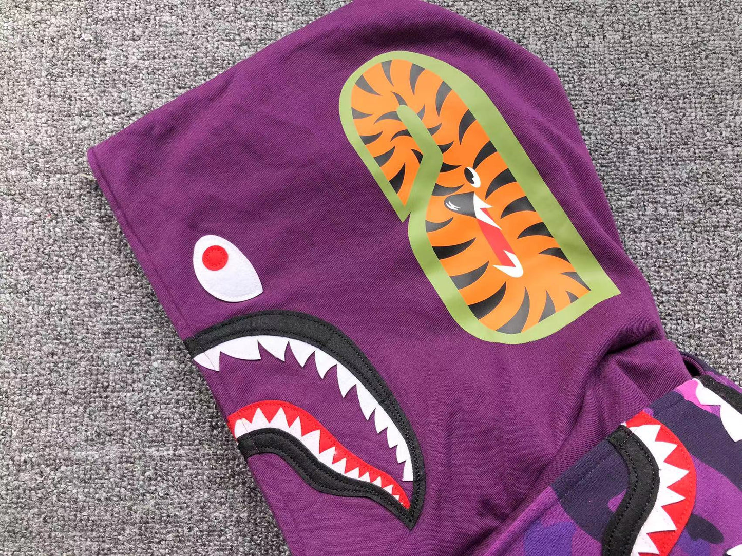 BAPE COLOR CAMO SHARK WIDE FULL ZIP DOUBLE HOODIE PURPLE