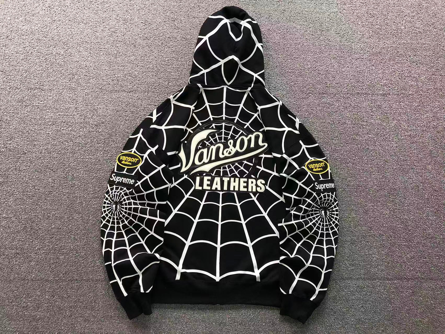 Supreme Vanson Leathers Spider-Man Zip Up Black
