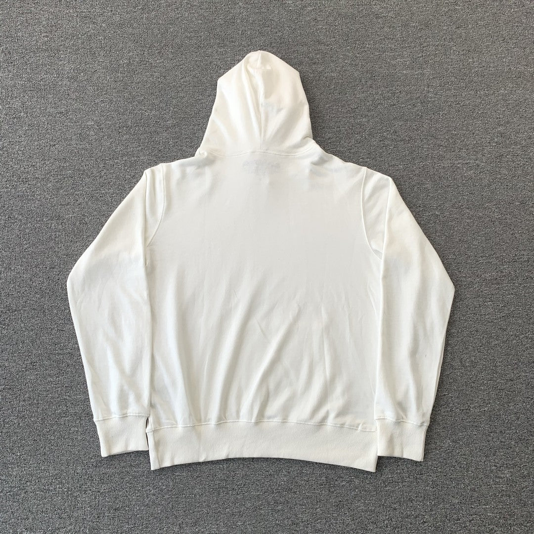 SP5DER OG RHINESTONE LOGO HOODIE WHITE