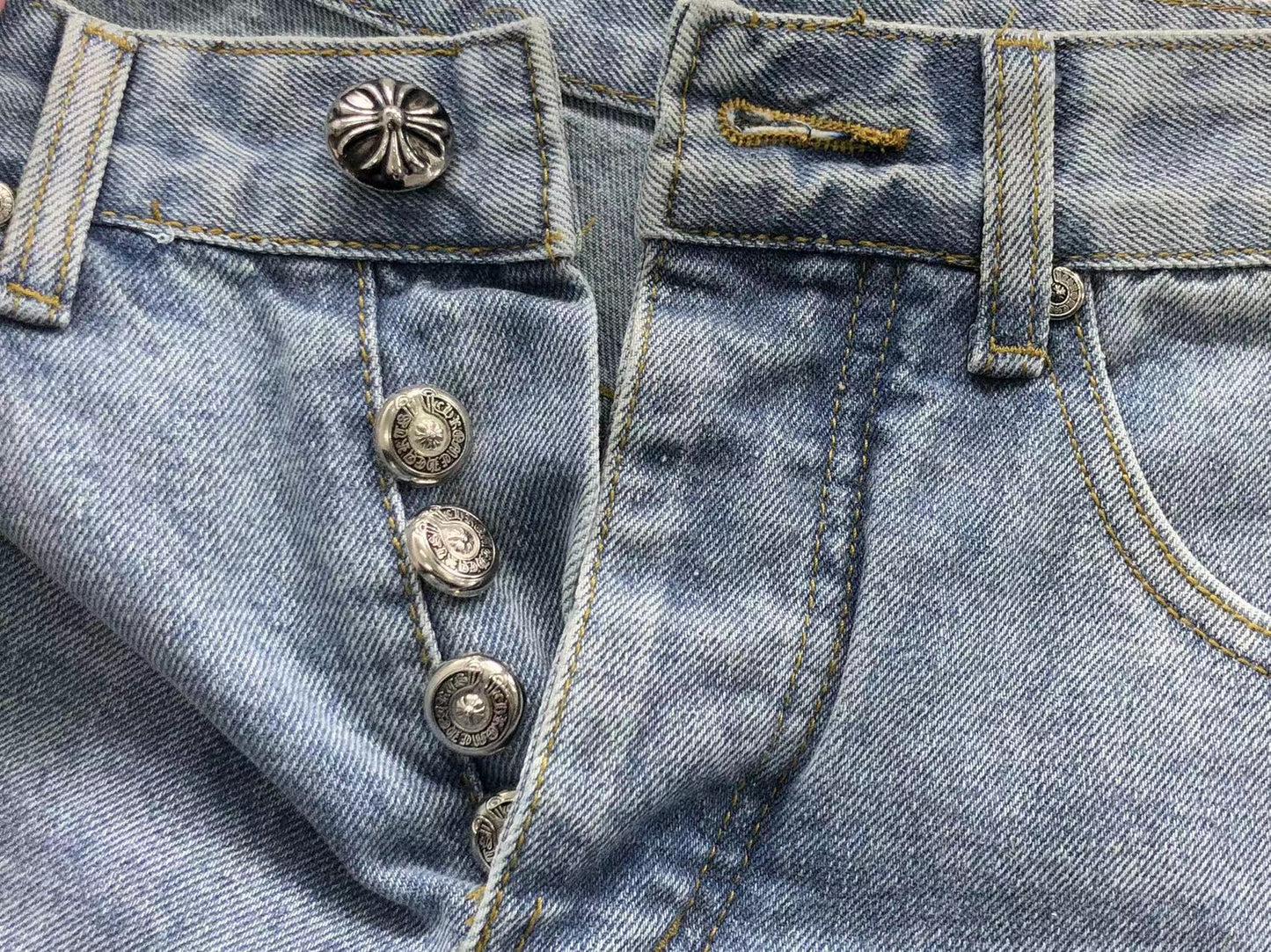 Chrome Hearts Cross Patch Jeans Blue