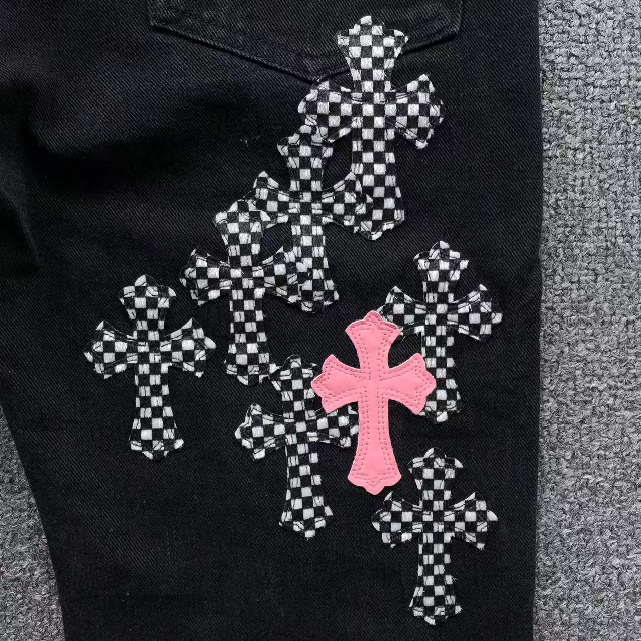 Chrome Hearts Cross Patch Fleurknee Jeans Black