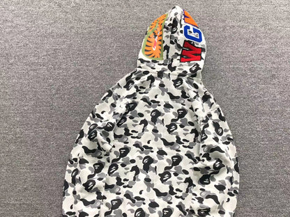 BAPE ABC CAMO DOUBLE SHARK FULL ZIP HOODIE GREY