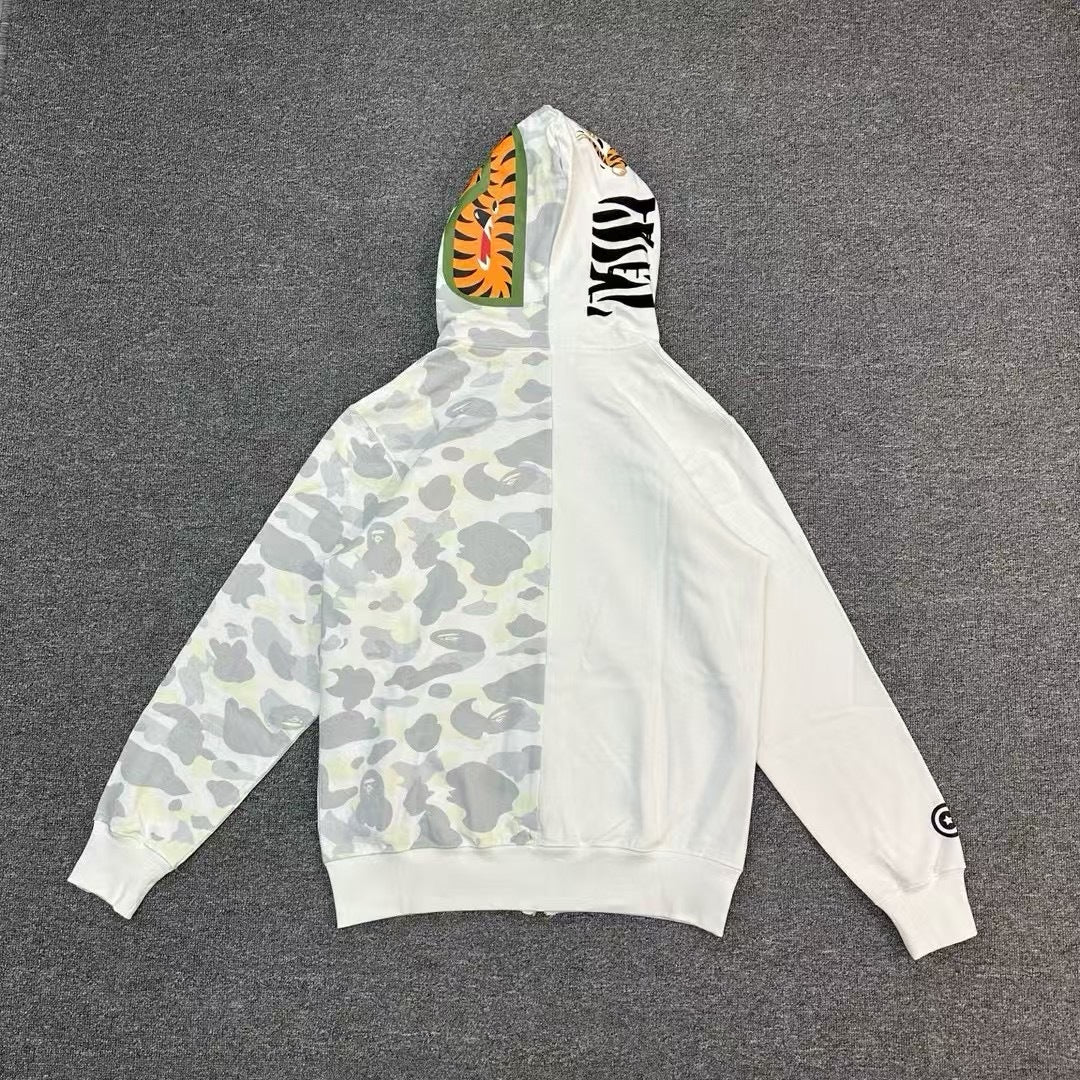 BAPE City Camo Tiger Shark Full Zip Hoodie White