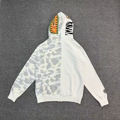 BAPE City Camo Tiger Shark Full Zip Hoodie White