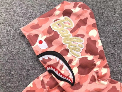 BAPE X BARBIE DOT CAMO SHARK FULL ZIP HOODIE PINK