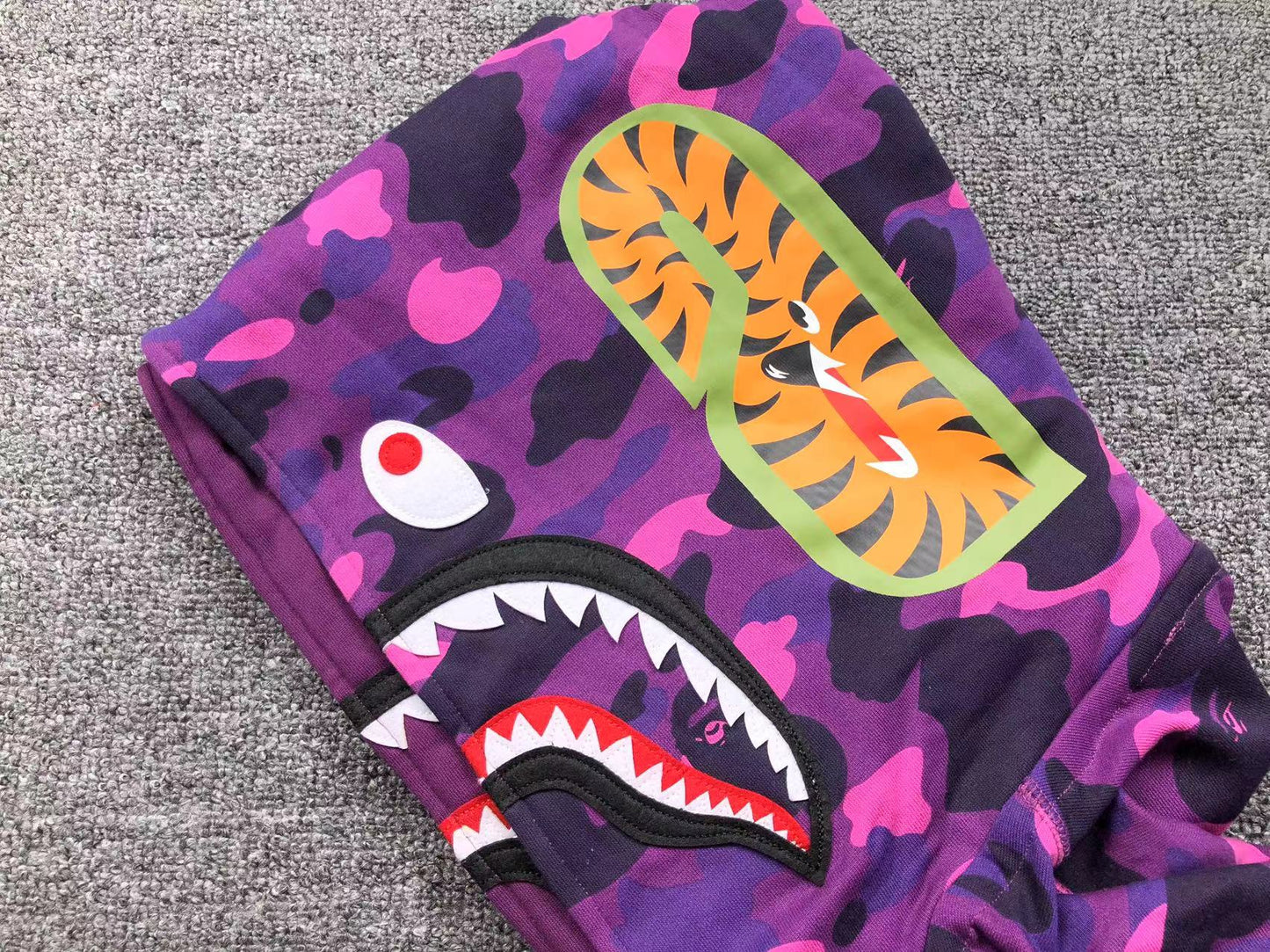 BAPE COLOR CAMO SHARK WIDE FULL ZIP DOUBLE HOODIE PURPLE