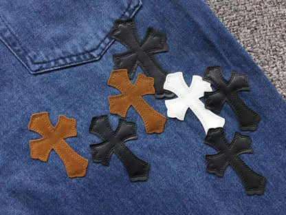 Chrome Hearts Cross Patch Jeans Blue