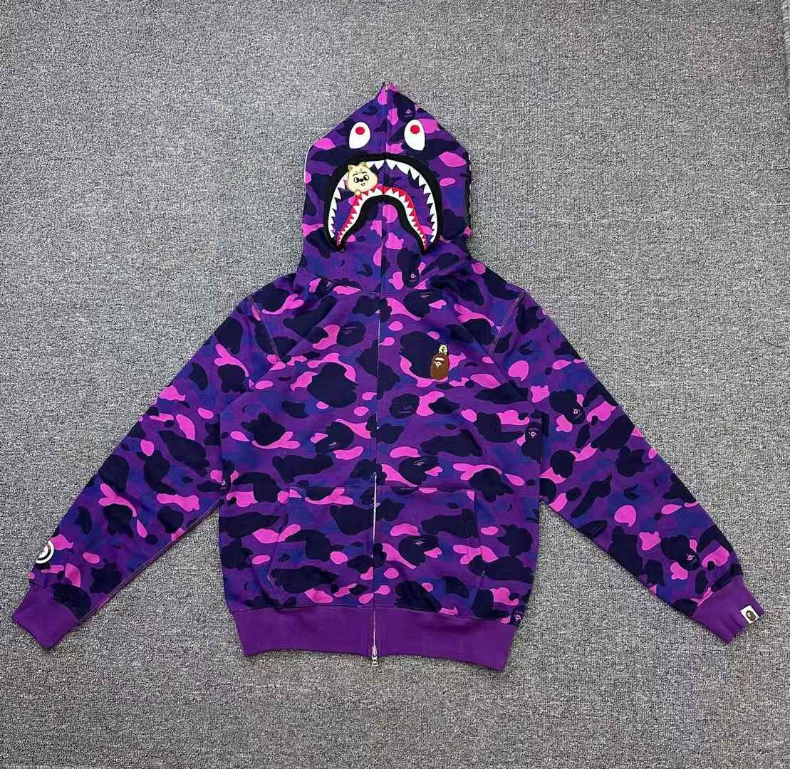 BAPE x Stray Kids Han Shark Full Zip Hoodie Purple