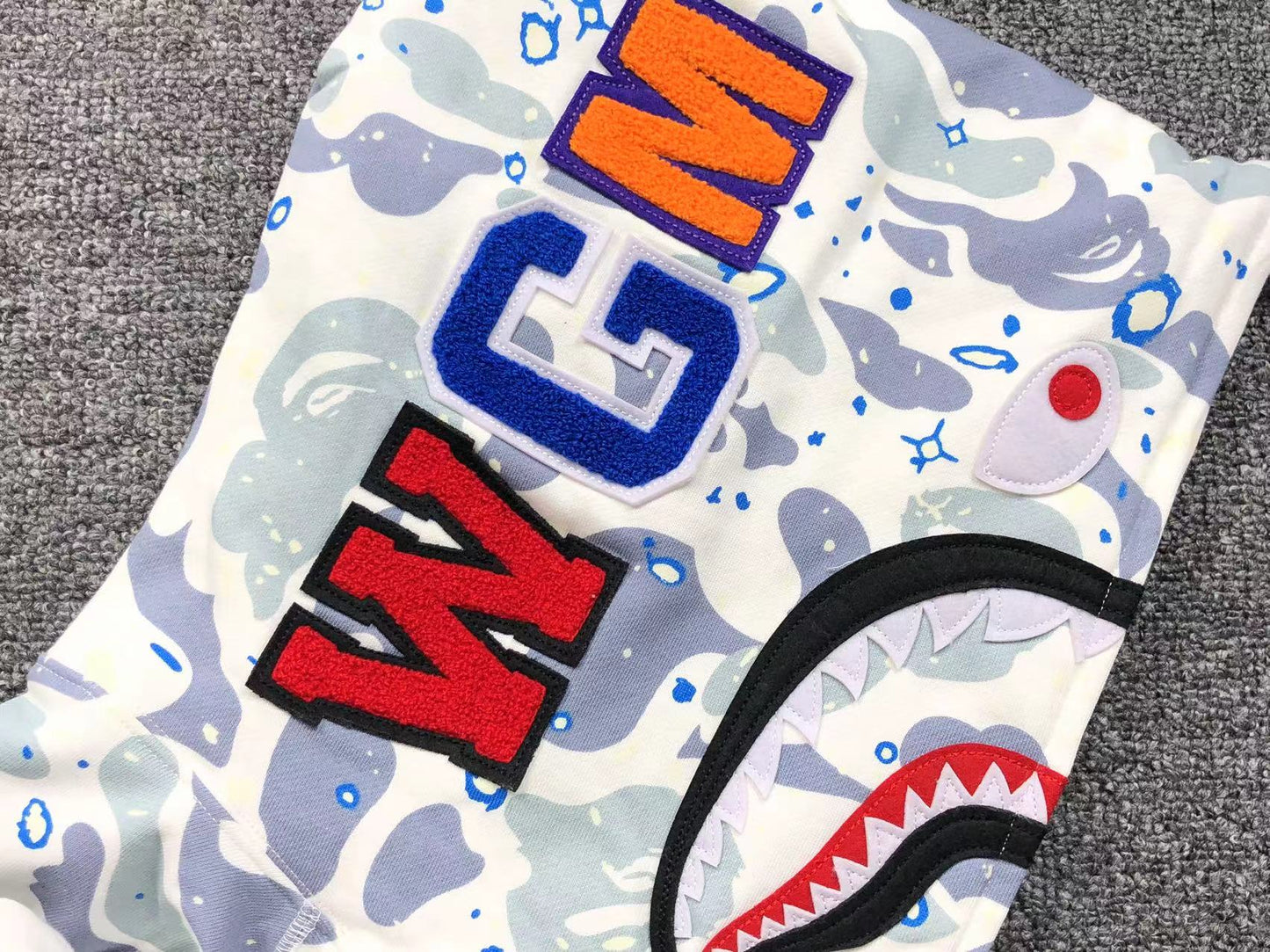 BAPE SPACE CAMO SHARK FULL ZIP HOODIE WHITE