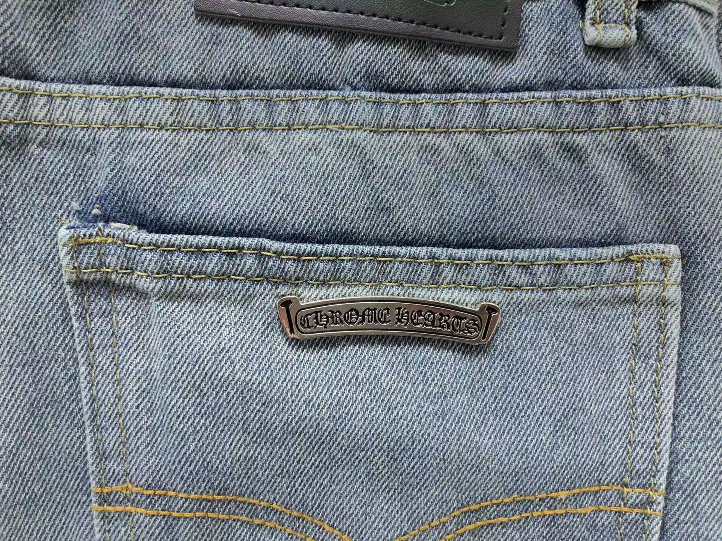 Chrome Hearts Cross Patch Jeans Blue Washed