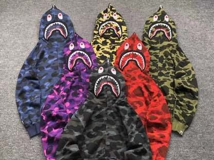 BAPE COLOR CAMO SHARK FULL ZIP HOODIE RED