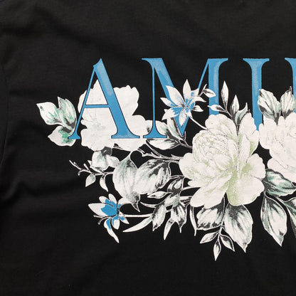 AMIRI FLORAL LOGO TEE BLACK