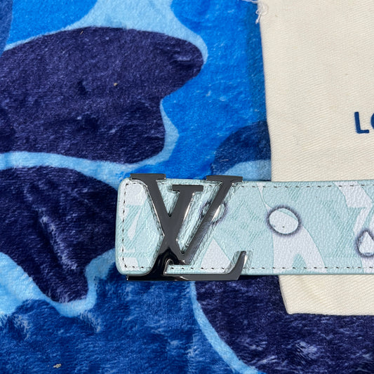 Cinturon LV Monogram Celeste/Plateado
