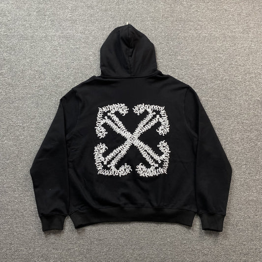 OFF WHITE EMBROIDERY ARROW HOODIE BLACK