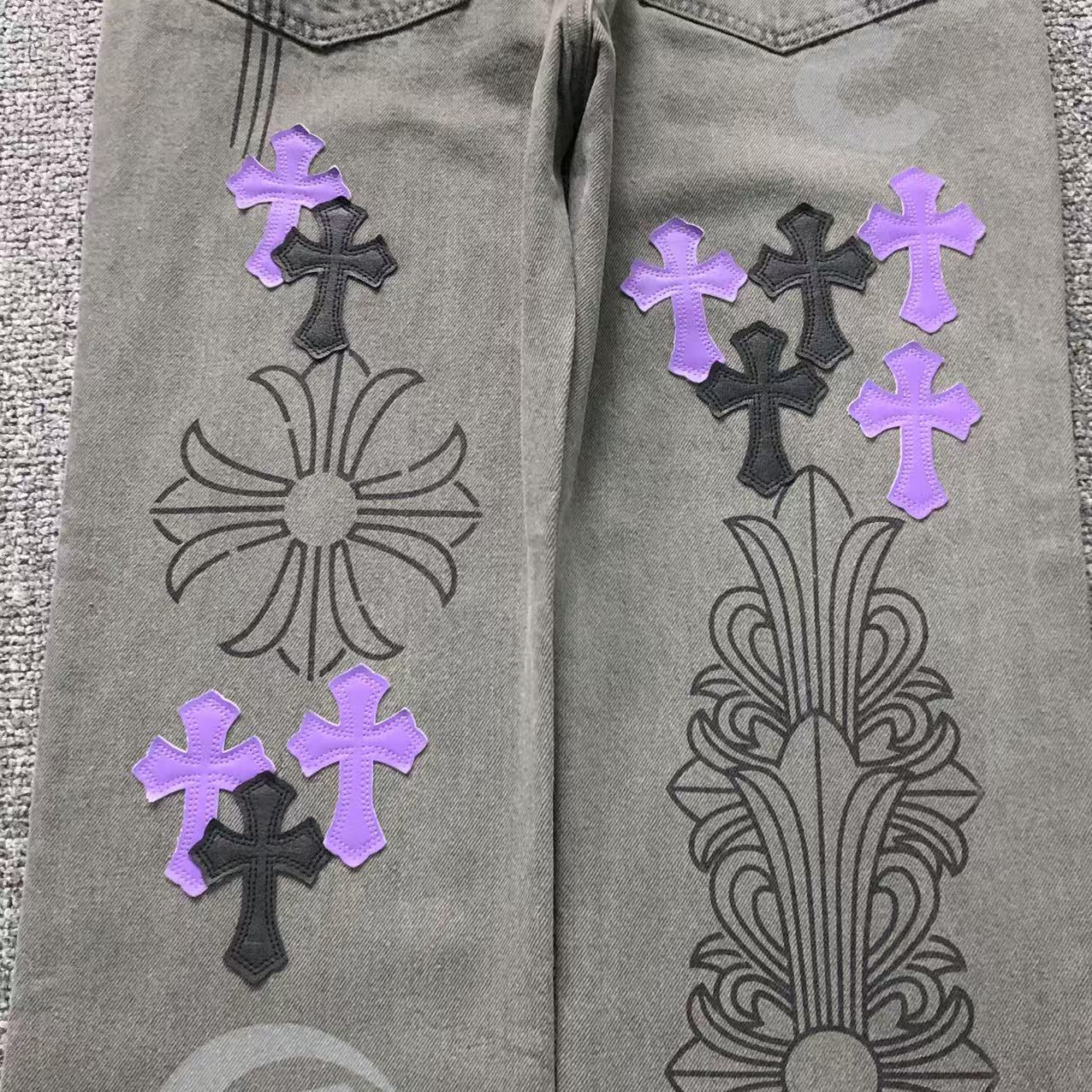 Chrome Hearts Cross Patch Jeans Grey