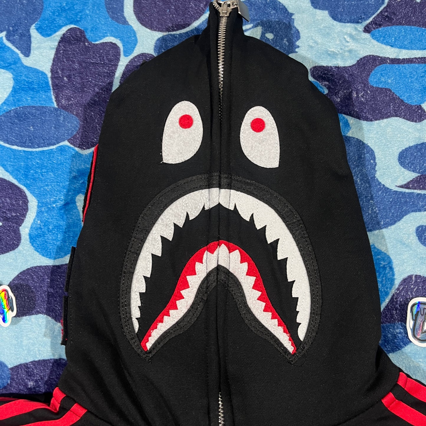 Bape x Adidas Shark Full Zip Hoodie Black