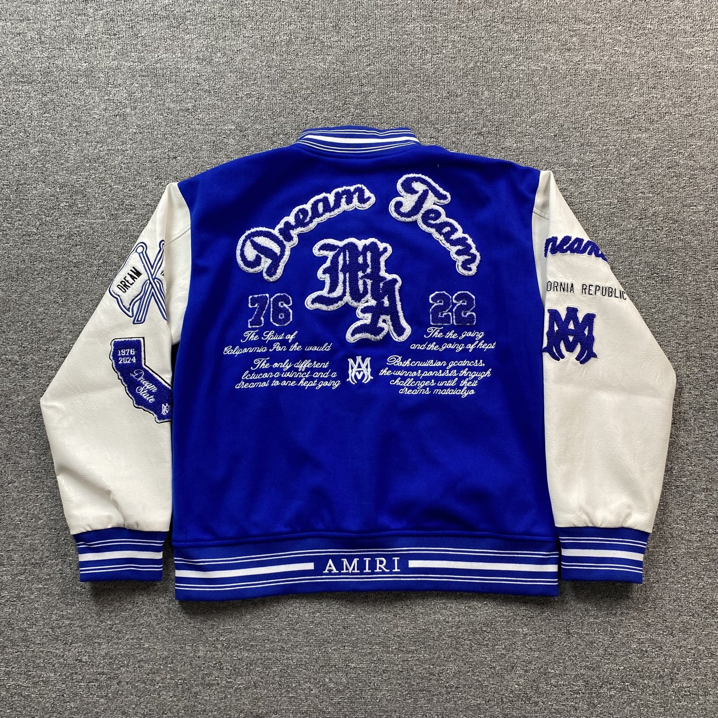 AMIRI DREAM TEAM VARSITY BOMBER JACKET BLUE