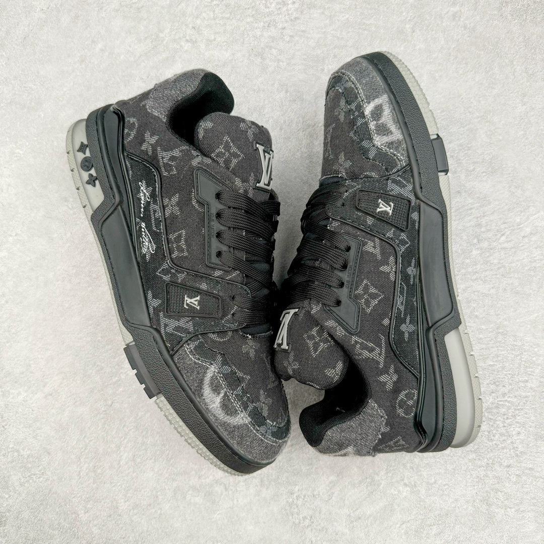 Louis Vuitton Trainer Sneaker Black Monogram Denim