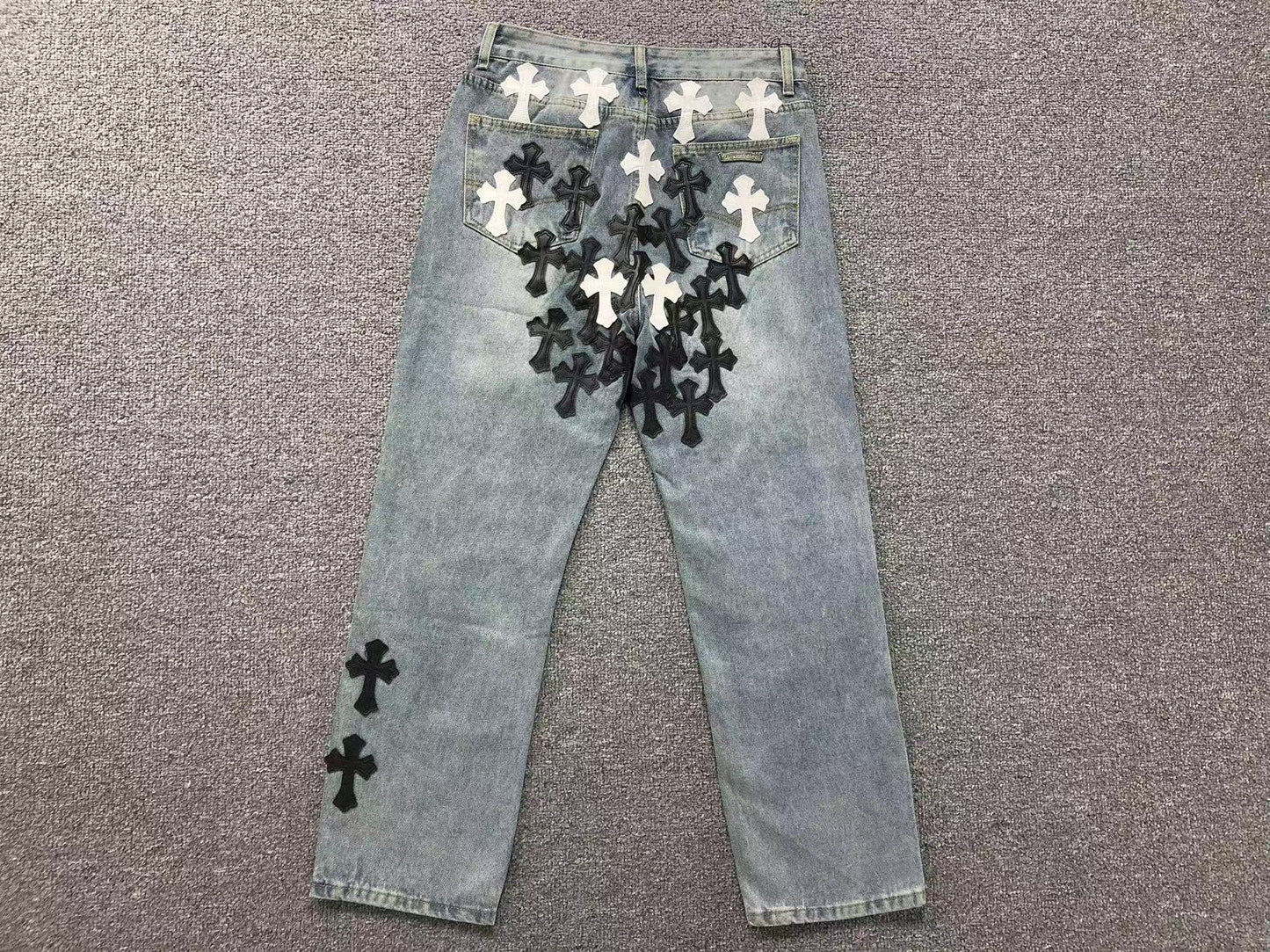 Chrome Hearts Cross Patch Jeans Blue Washed