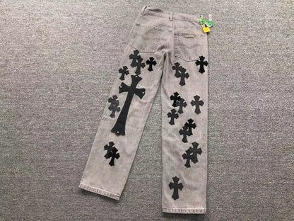 Chrome Hearts Cross Patch Jeans Grey