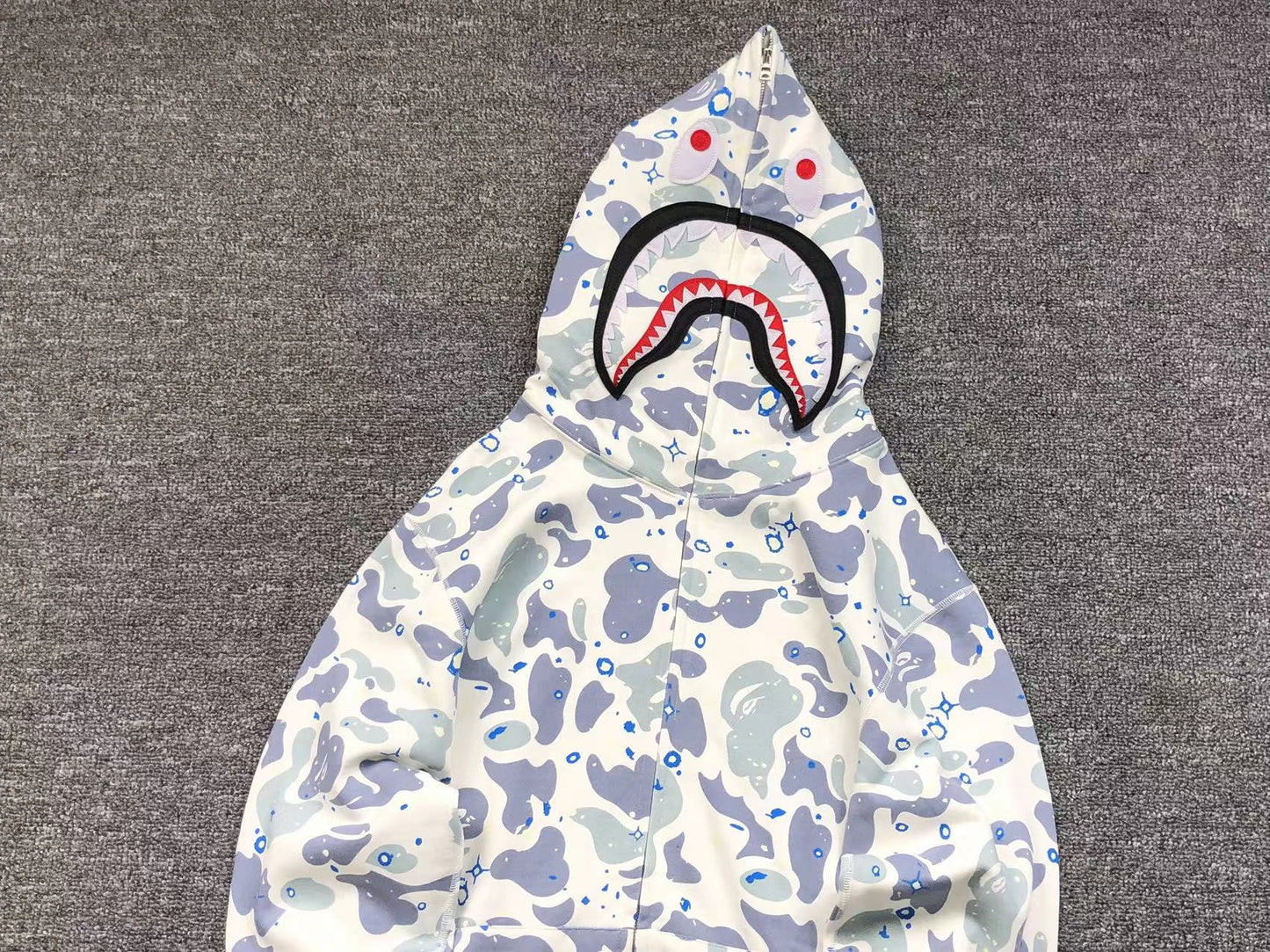 BAPE SPACE CAMO SHARK FULL ZIP HOODIE WHITE