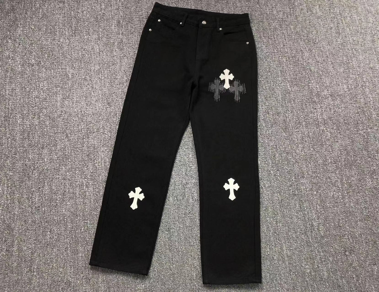 Chrome Hearts Cross Patch Jeans Black