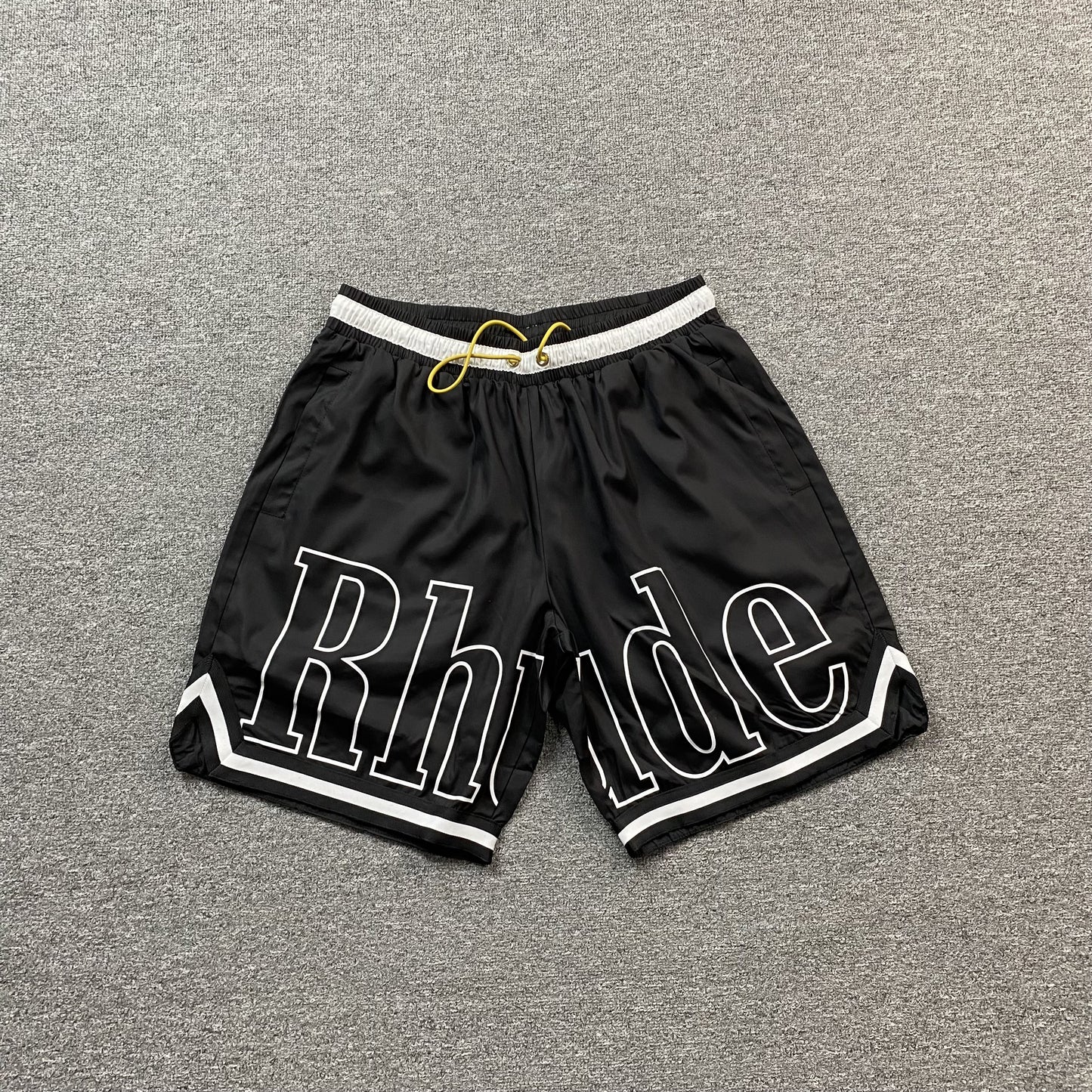 RHUDE COURT LOGO SHORTS BLACK