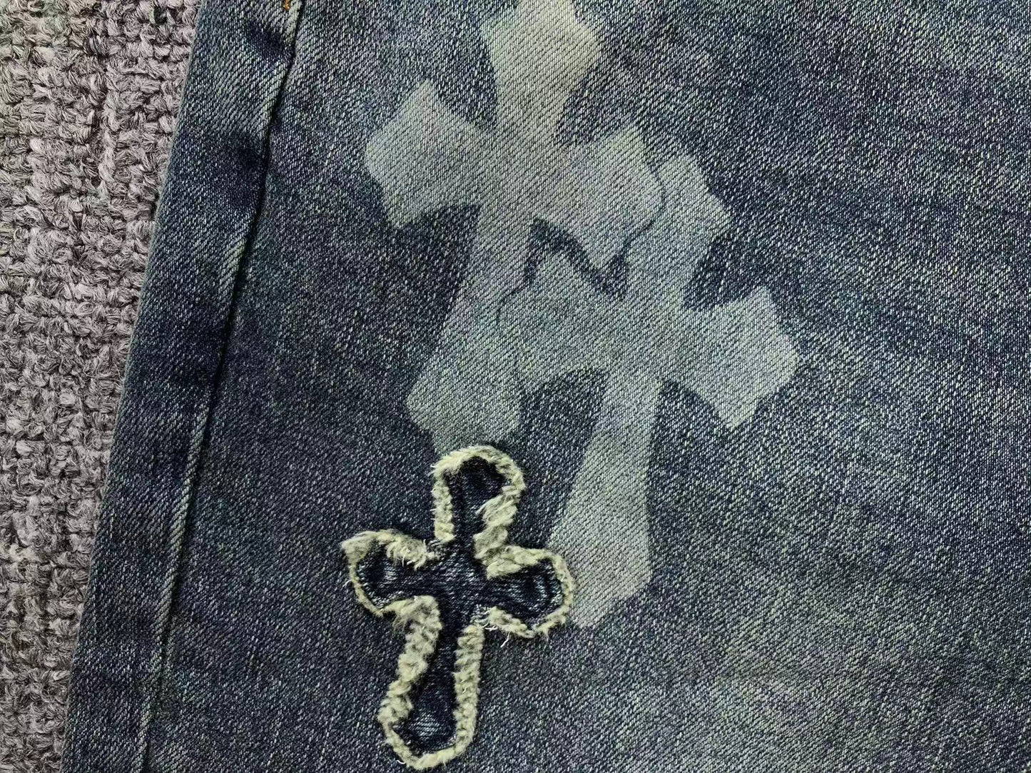 Chrome Hearts Cross Patch Jeans Blue Washed