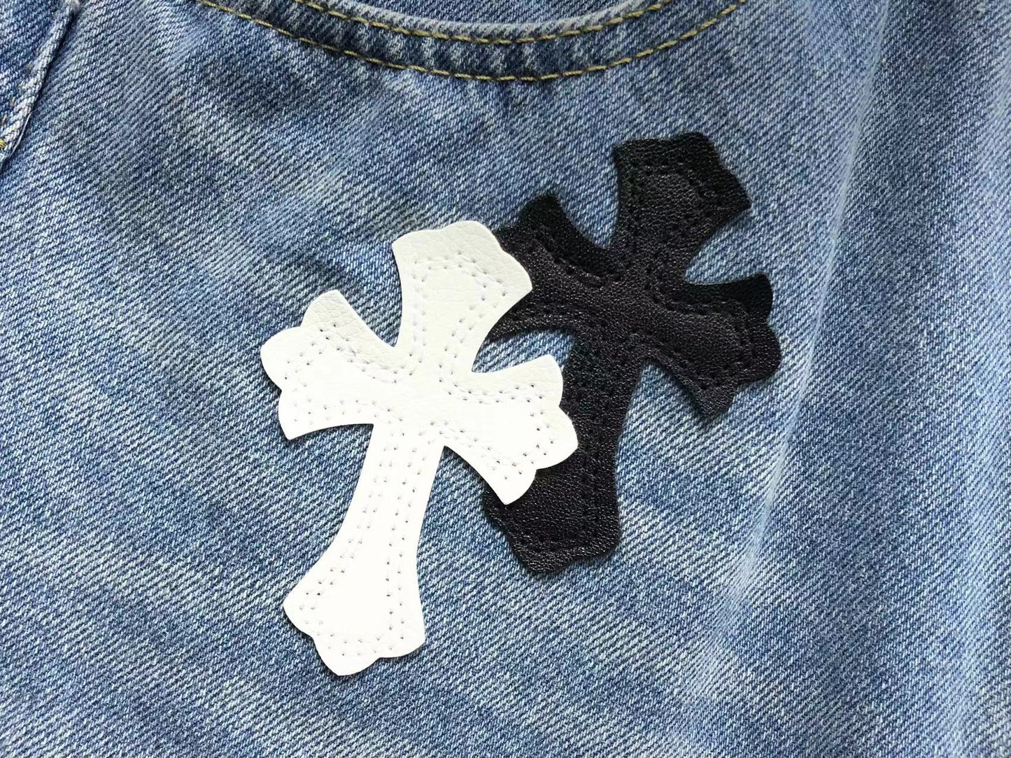 Chrome Hearts Cross Patch Jeans Blue Washed