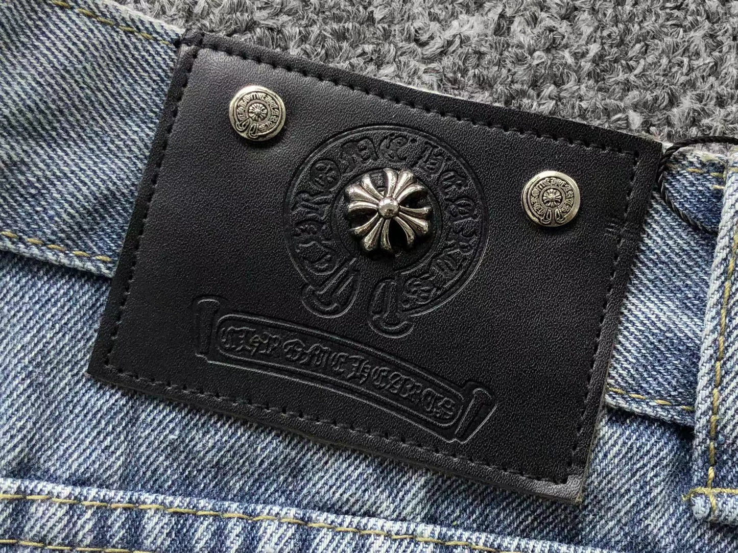 Chrome Hearts Cross Patch Jeans Blue