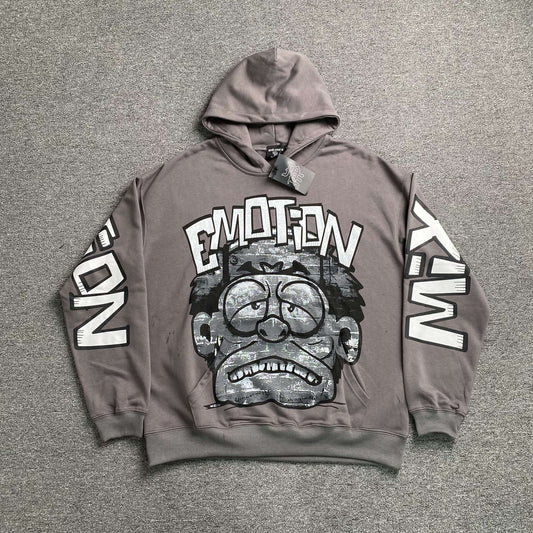 Mixed Emotion Monster Hoodie Grey