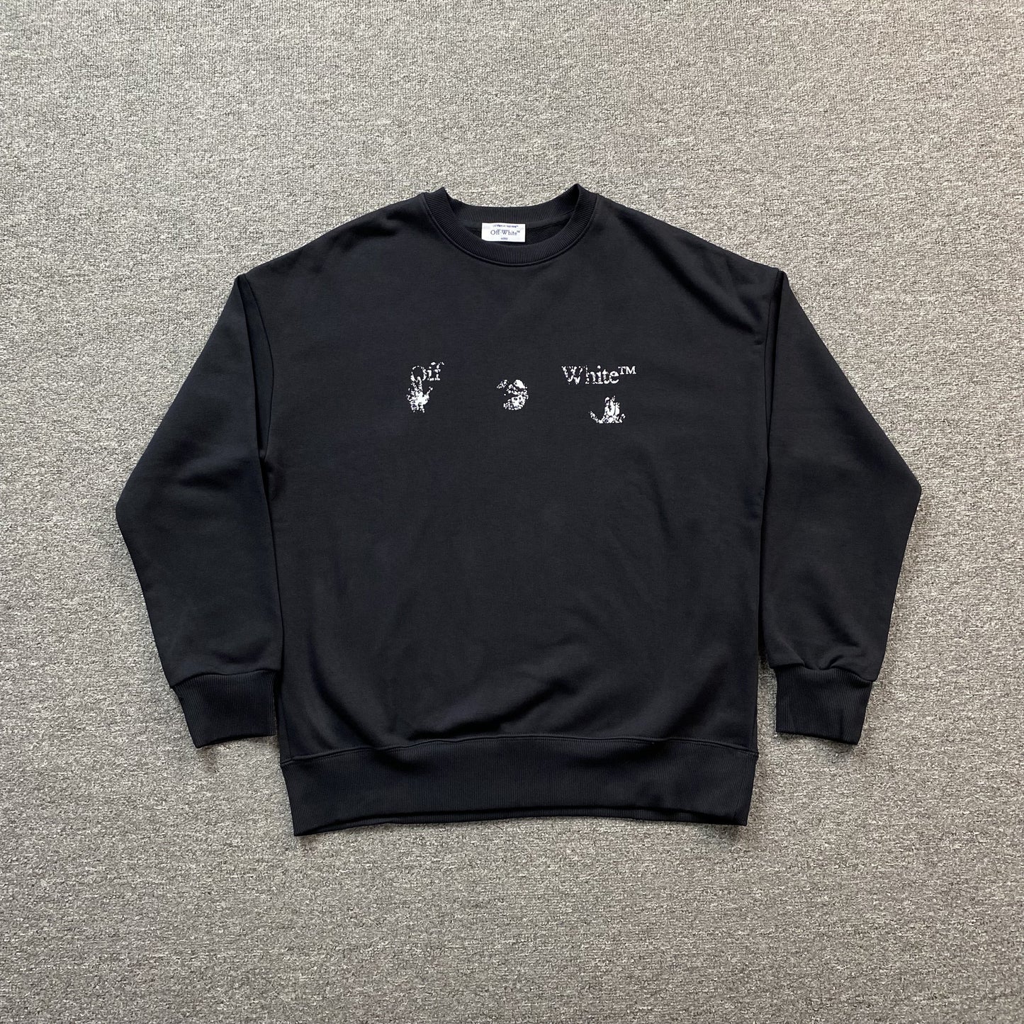 OFF WHITE FADED LOGO PRINT CREWNECK BLACK