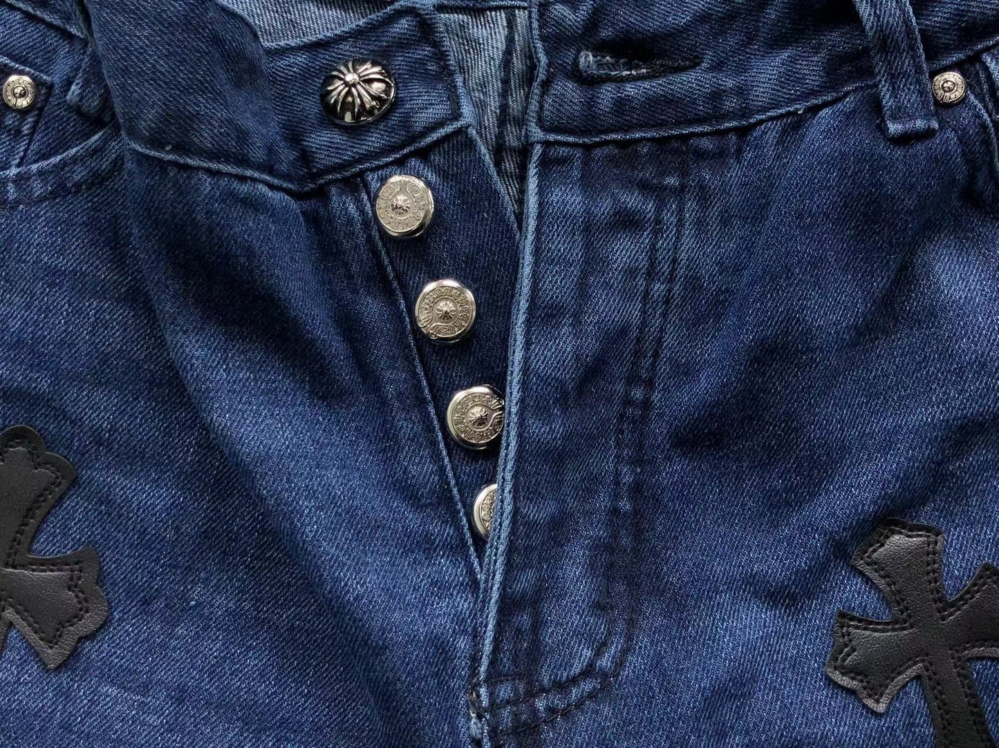 Chrome Hearts Cross Patch Jeans Blue